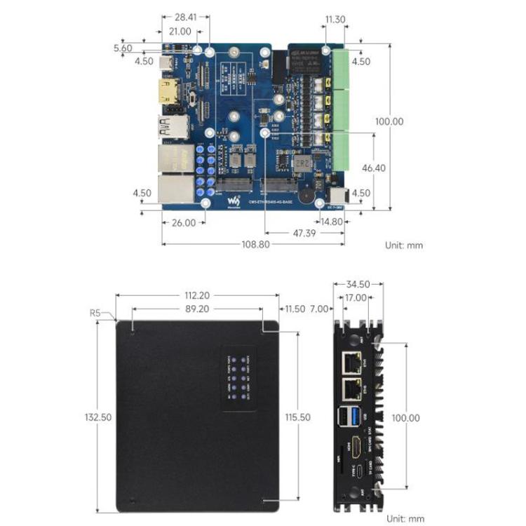 Scheda espansione Waveshare CM5 doppia Ethernet 2.5G