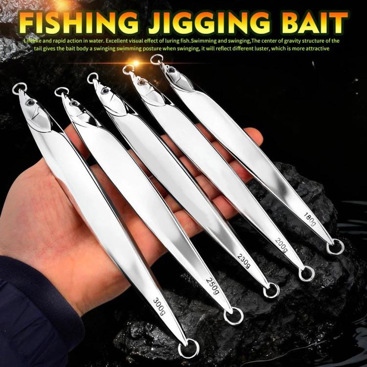 PROBEROS LF168 Esca artificiale da jigging in metallo per acqua salata, corpo vuoto, affondamento verticale, finitura a specchio, ideale per la pesca di sgombri., 180g, 200g, 230g, 250g, 300g