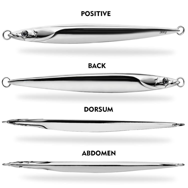 PROBEROS LF168 Esca artificiale da jigging in metallo per acqua salata, corpo vuoto, affondamento verticale, finitura a specchio, ideale per la pesca di sgombri., 180g, 200g, 230g, 250g, 300g