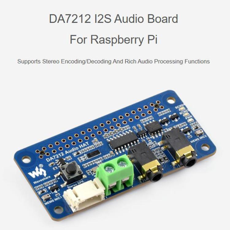 DA7212 I2S Audio Board For Raspberry Pi, Stereo Encoding/Decoding, Waveshare 34213
