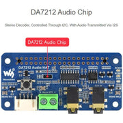 Scheda audio DA7212 I2S per Raspberry Pi, codifica/decodifica stereo, Waveshare 34213