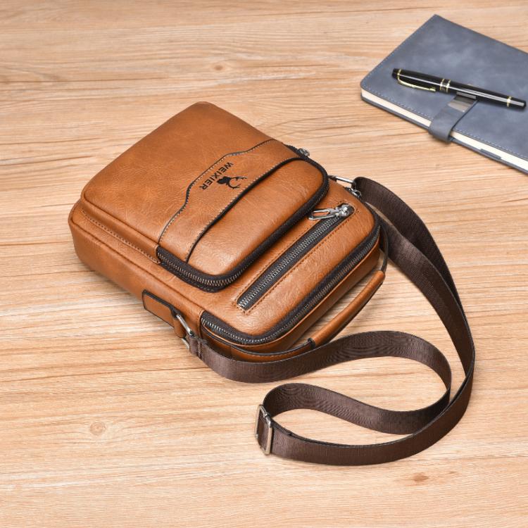 WEIXIER D1107 Borsa a tracolla verticale da uomo in pelle PU