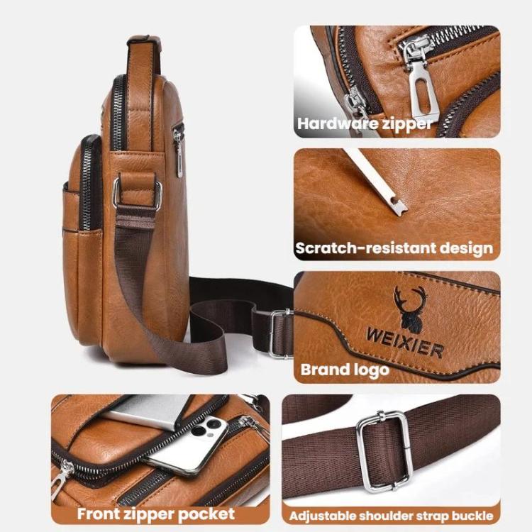 WEIXIER D1107 Borsa a tracolla verticale da uomo in pelle PU