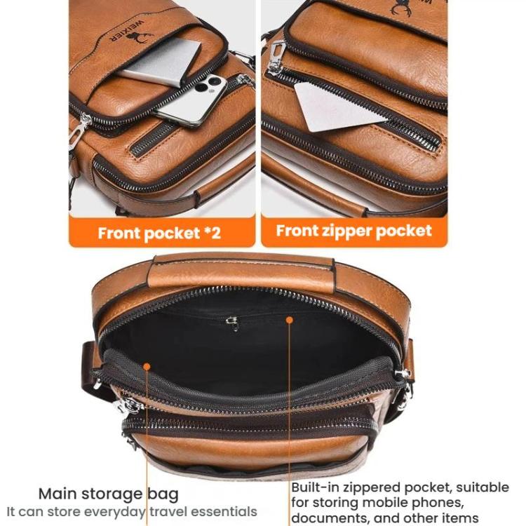 WEIXIER D1107 Borsa a tracolla verticale da uomo in pelle PU