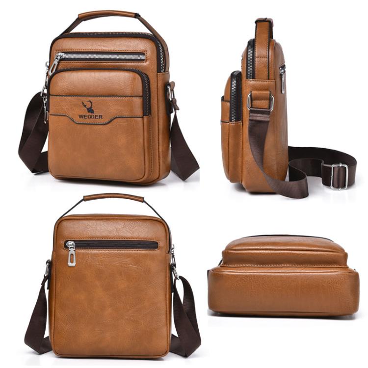 WEIXIER D1107 Borsa a tracolla verticale da uomo in pelle PU