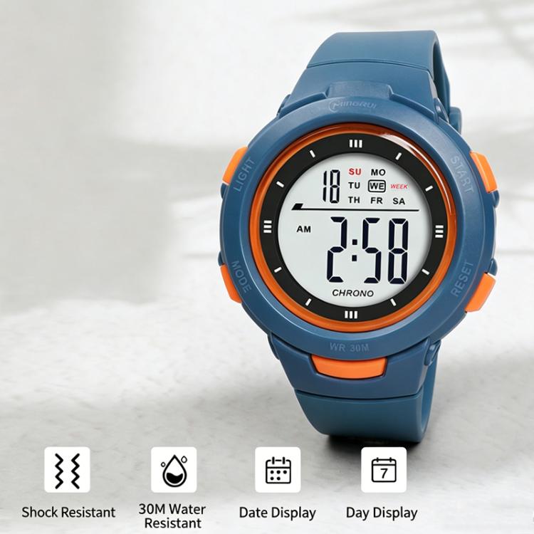 Orologio sportivo digitale MINGRUI per bambini e bambine, impermeabile fino a 30 metri, con retroilluminazione a LED, sveglia, cronometro e calendario.