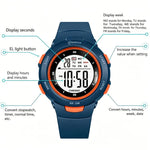 Orologio sportivo digitale MINGRUI per bambini e bambine, impermeabile fino a 30 metri, con retroilluminazione a LED, sveglia, cronometro e calendario.