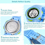 Orologio sportivo digitale MINGRUI per bambini e bambine, impermeabile fino a 30 metri, con retroilluminazione a LED, sveglia, cronometro e calendario.