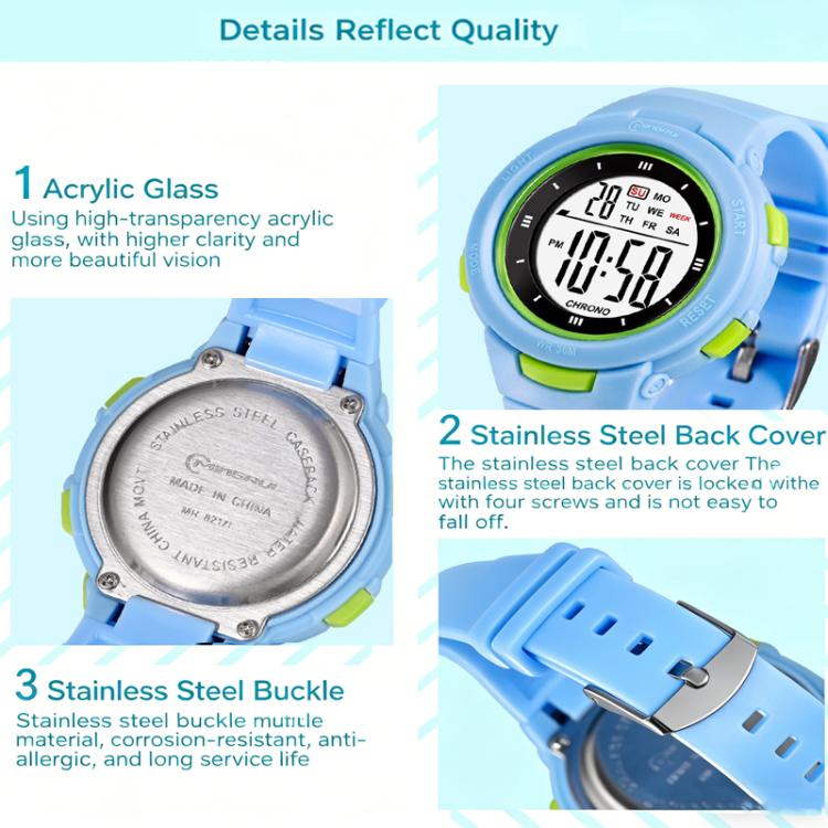Orologio sportivo digitale MINGRUI per bambini e bambine, impermeabile fino a 30 metri, con retroilluminazione a LED, sveglia, cronometro e calendario.