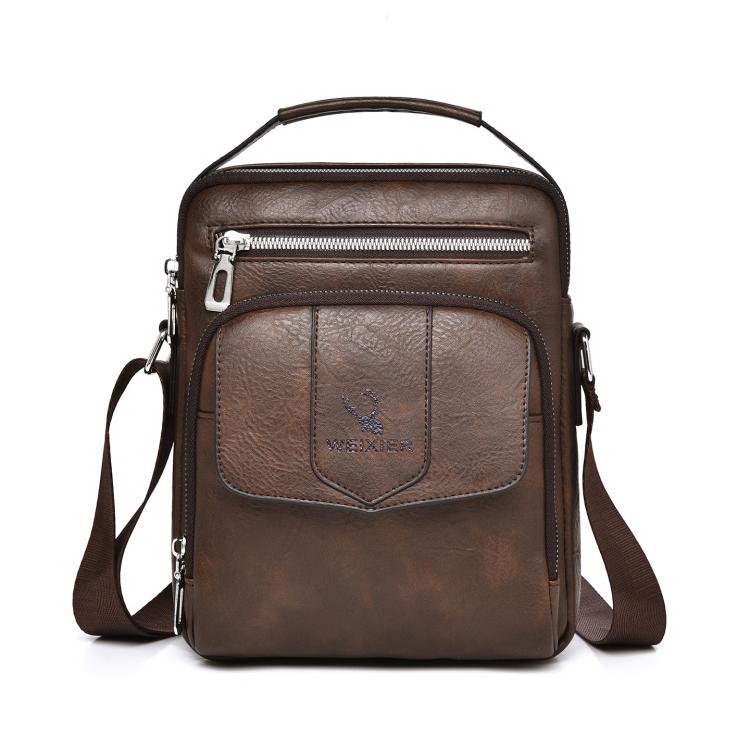 WEIXIER D1105 Borsa a tracolla da uomo, stile retrò, casual, ideale per il lavoro o per i pendolari.