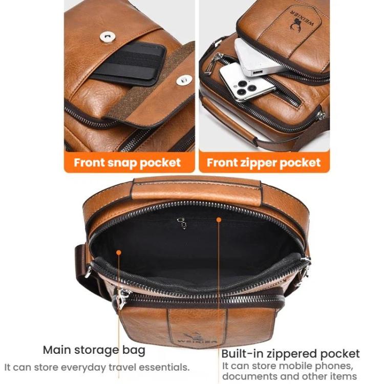 WEIXIER D1105 Borsa a tracolla da uomo, stile retrò, casual, ideale per il lavoro o per i pendolari.