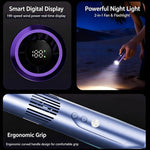 Ventilatore portatile girevole a 90 gradi con 199 velocità, batteria da 3000 mAh, ventilatore tascabile con luce LED e cordino per viaggi, attività all'aperto e trucco.