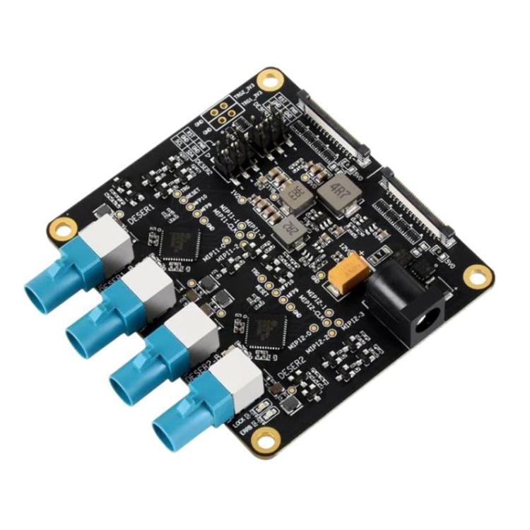Waveshare 34128 4-Ch GMSL Camera Adapter Board, Equipped With MAX9296 Deserializer, For Raspberry Pi 5, EU Plug, UK Plug, US Plug