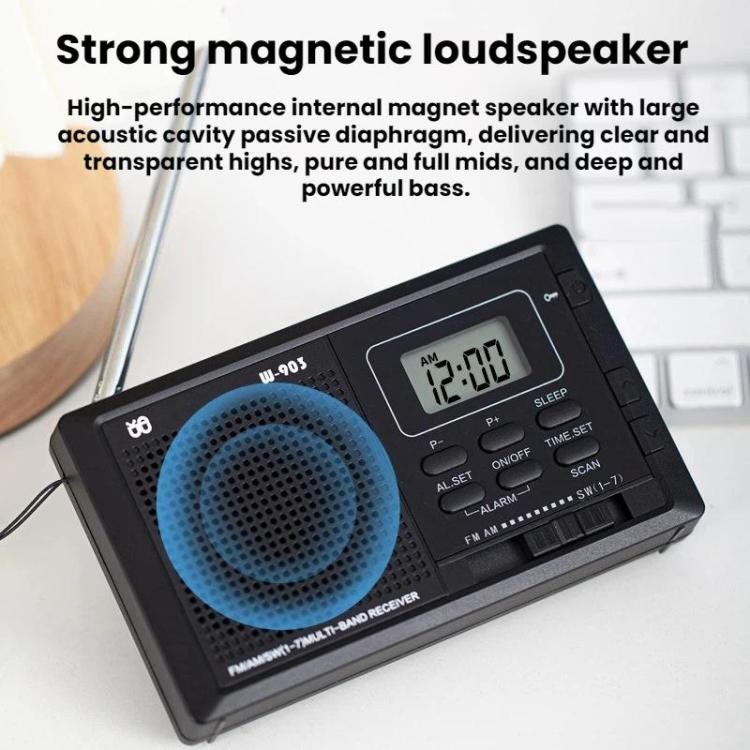 Radio digitale stereo multibanda FM/AM/SW con LCD e orologio