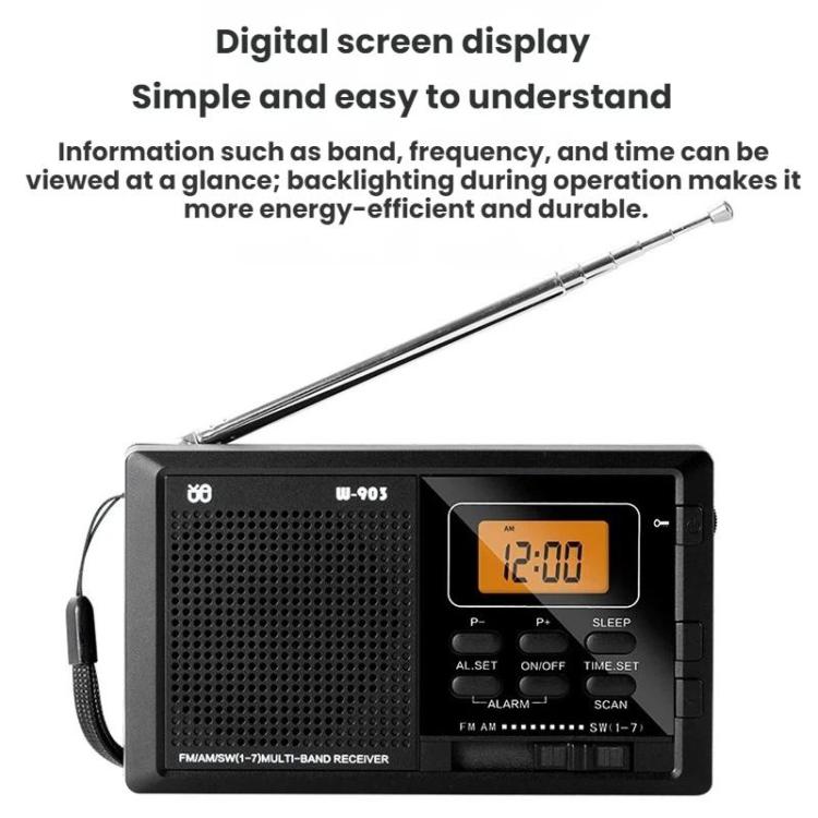 Radio digitale stereo multibanda FM/AM/SW con LCD e orologio