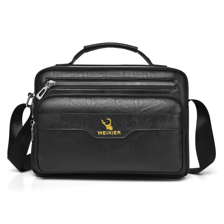 WEIXIER D1108 Borsa a tracolla da uomo stile retrò business, grande capacità, casual, impermeabile in PU.