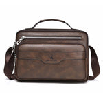 WEIXIER D1108 Borsa a tracolla da uomo stile retrò business, grande capacità, casual, impermeabile in PU.
