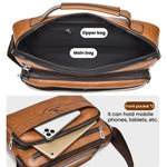WEIXIER D1108 Borsa a tracolla da uomo stile retrò business, grande capacità, casual, impermeabile in PU.