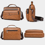 WEIXIER D1108 Borsa a tracolla da uomo stile retrò business, grande capacità, casual, impermeabile in PU.