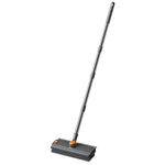 Spazzola per pavimenti con manico lungo 2 in 1 Spazzola per fughe a doppia faccia a forma di V con tergivetro, testina girevole a 360 gradi e pinzette per capelli incorporate