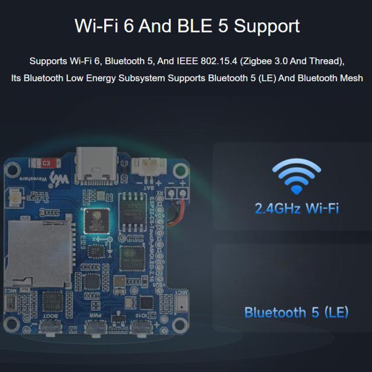 Waveshare ESP32-C6 scheda sviluppo con display AMOLED 2,16"