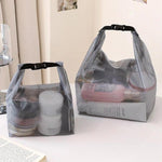 Borsa da toilette in rete EVA impermeabile, portatile, ideale per i viaggi, perfetta per bagno, palestra, piscina, per il trucco e come borsa da bagno, con chiusura a fibbia., Large Transparent Gray, Small Transparent Gray, Large Transparent White     ...