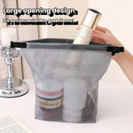 Borsa da toilette in rete EVA impermeabile, portatile, ideale per i viaggi, perfetta per bagno, palestra, piscina, per il trucco e come borsa da bagno, con chiusura a fibbia., Large Transparent Gray, Small Transparent Gray, Large Transparent White     ...