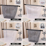 Borsa da toilette in rete EVA impermeabile, portatile, ideale per i viaggi, perfetta per bagno, palestra, piscina, per il trucco e come borsa da bagno, con chiusura a fibbia., Large Transparent Gray, Small Transparent Gray, Large Transparent White     ...