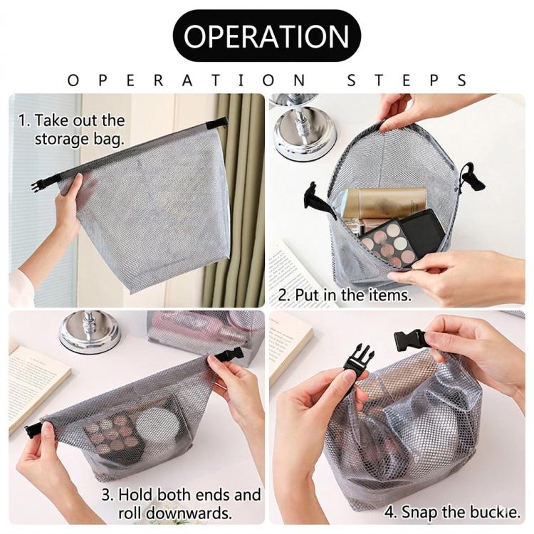 Borsa da toilette in rete EVA impermeabile, portatile, ideale per i viaggi, perfetta per bagno, palestra, piscina, per il trucco e come borsa da bagno, con chiusura a fibbia., Large Transparent Gray, Small Transparent Gray, Large Transparent White     ...