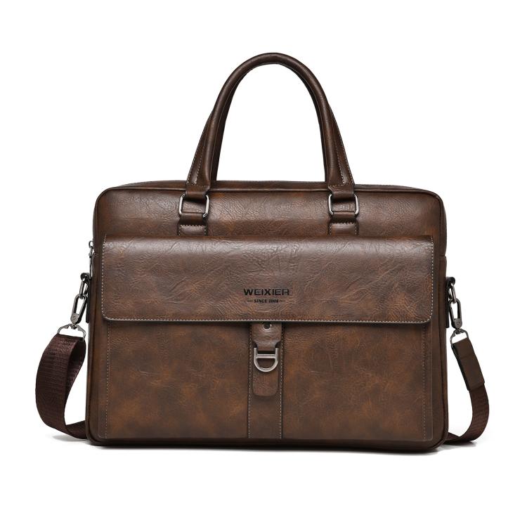 WEIXIER T665 Borsa tote da uomo vintage da lavoro, grande capacità, impermeabile, per laptop