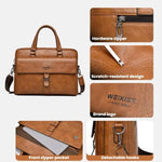 WEIXIER T665 Borsa tote da uomo vintage da lavoro, grande capacità, impermeabile, per laptop
