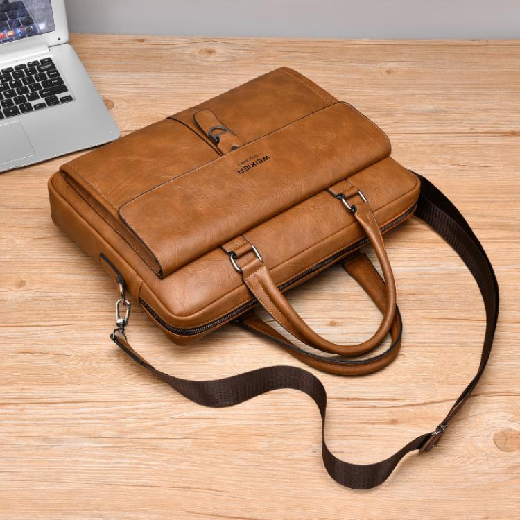 WEIXIER T665 Borsa tote da uomo vintage da lavoro, grande capacità, impermeabile, per laptop