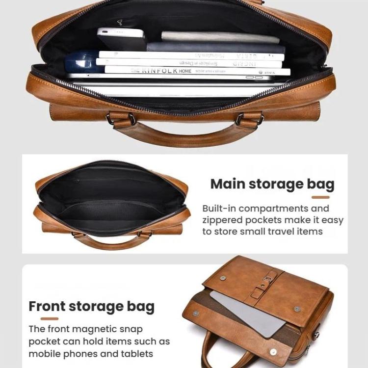 WEIXIER T665 Borsa tote da uomo vintage da lavoro, grande capacità, impermeabile, per laptop