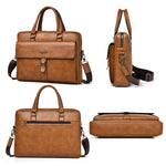 WEIXIER T665 Borsa tote da uomo vintage da lavoro, grande capacità, impermeabile, per laptop