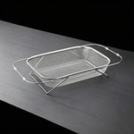 Colino espandibile da posizionare sopra il lavello, in acciaio inox 304, con cestello di scolo a maglia fine, bracci regolabili e piedini di supporto., Small, Medium, Large, Extra Large