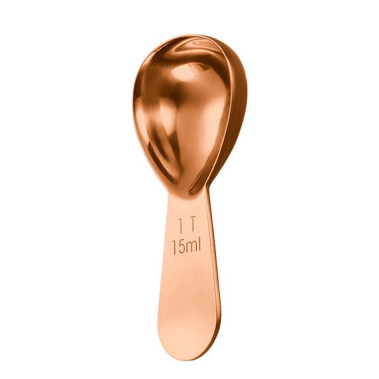 Cucchiaino da caffè ispessito in acciaio inox 304 da 15 ml con scala graduata e misurino per chicchi di caffè., 15ml