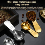 Cucchiaino da caffè ispessito in acciaio inox 304 da 15 ml con scala graduata e misurino per chicchi di caffè., 15ml