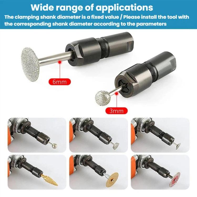 Adattatore da smerigliatrice angolare a smerigliatrice diritta, da testa lucidatrice a mandrino per smerigliatrice elettrica, 6mm, 3mm