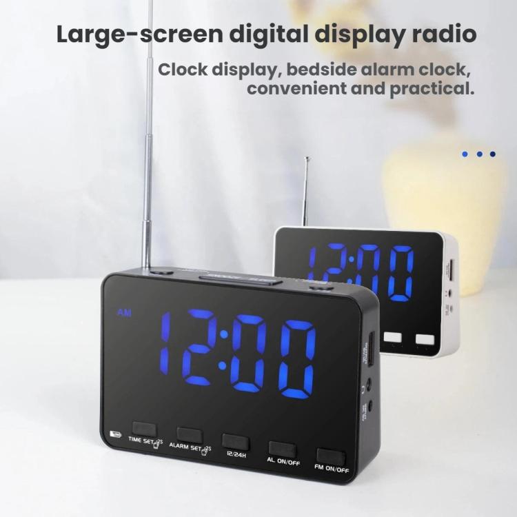 WDK Single-Band FM Digital Extra-Large Screen Display Alarm Clock Radio, For EU, For US