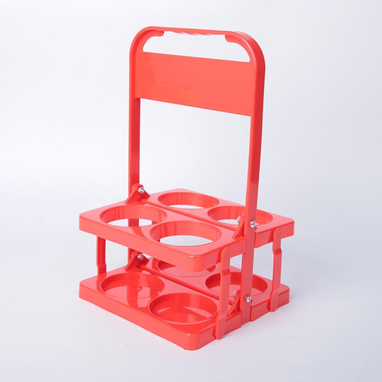 Portabottiglie pieghevole a 4 fori, contenitore portatile in plastica per bevande con maniglia, organizer pieghevole per vino, bibite e cocktail.