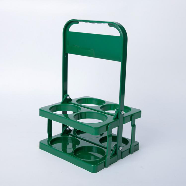 Portabottiglie pieghevole a 4 fori, contenitore portatile in plastica per bevande con maniglia, organizer pieghevole per vino, bibite e cocktail.