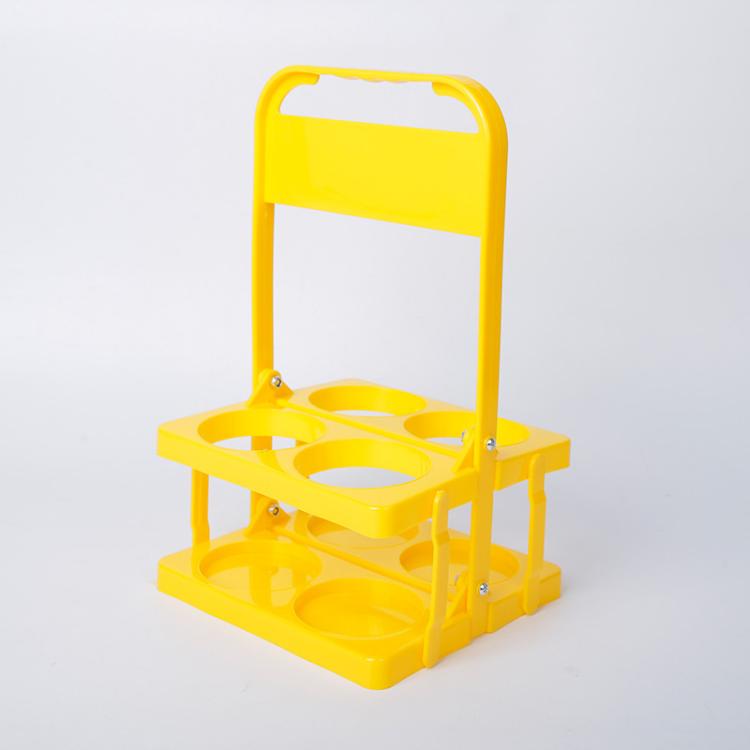 Portabottiglie pieghevole a 4 fori, contenitore portatile in plastica per bevande con maniglia, organizer pieghevole per vino, bibite e cocktail.