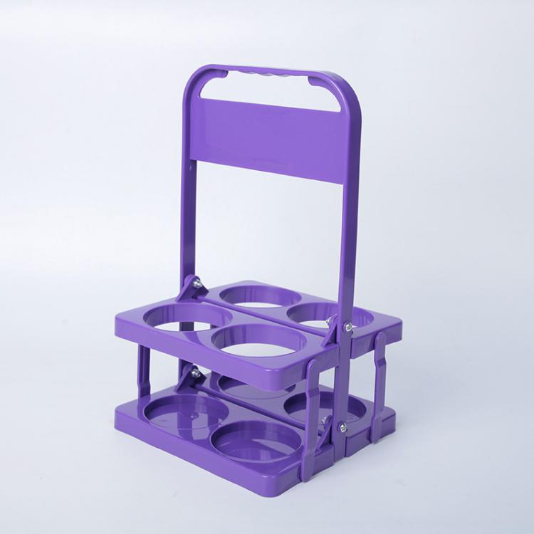 Portabottiglie pieghevole a 4 fori, contenitore portatile in plastica per bevande con maniglia, organizer pieghevole per vino, bibite e cocktail.