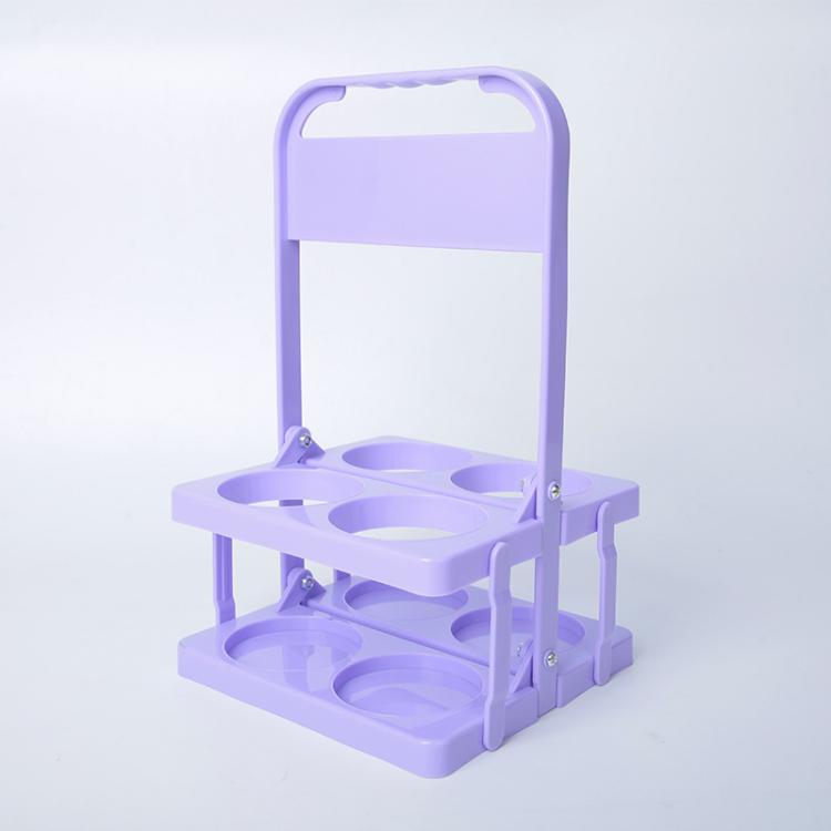 Portabottiglie pieghevole a 4 fori, contenitore portatile in plastica per bevande con maniglia, organizer pieghevole per vino, bibite e cocktail.