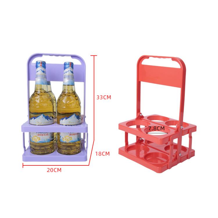Portabottiglie pieghevole a 4 fori, contenitore portatile in plastica per bevande con maniglia, organizer pieghevole per vino, bibite e cocktail.