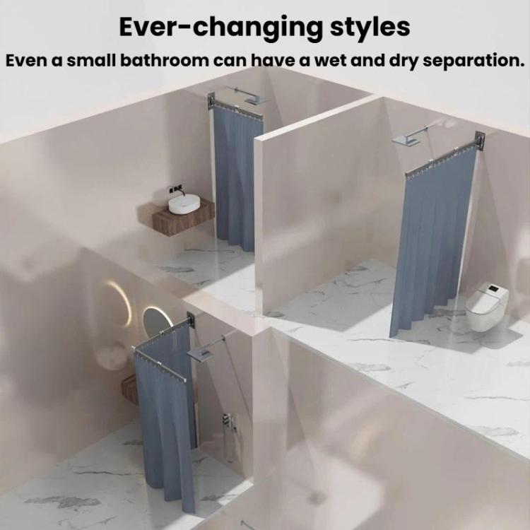 Tenda da doccia pieghevole e impermeabile per bagno, divisorio invisibile per WC, zona asciutta e zona umida., 3-Fold Grey, 4-Fold Grey, 5-Fold Grey, 3-Fold White, 4-Fold White, 5-Fold White