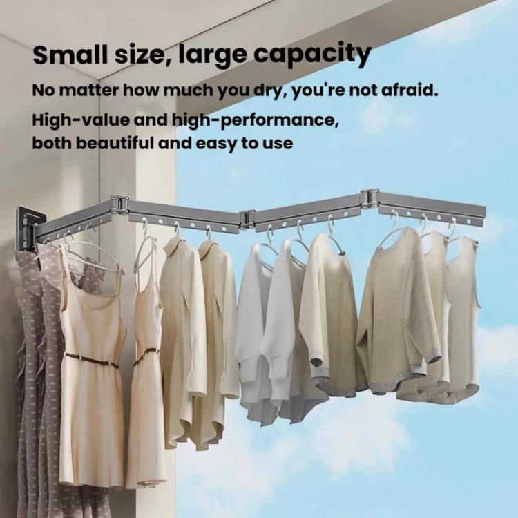 Stendibiancheria pieghevole senza foratura per balcone, stendibiancheria invisibile retrattile, 1-Fold Grey, 2-Fold Grey, 3-Fold Grey, 4-Fold Grey, 5-Fold Grey, 1-Fold White, 2-Fold White, 3-Fold White, 4-Fold White, 5-Fold White