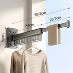 Stendibiancheria pieghevole da balcone, asta appendiabiti retrattile senza trapano per uso domestico, 1-Fold Grey, 1-Fold White, 2-Fold Grey, 2-Fold White, 3-Fold Grey, 3-Fold White