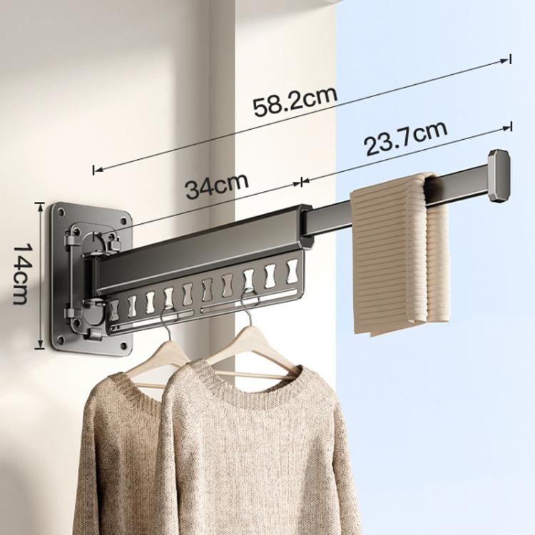 Stendibiancheria pieghevole da balcone, asta appendiabiti retrattile senza trapano per uso domestico, 1-Fold Grey, 1-Fold White, 2-Fold Grey, 2-Fold White, 3-Fold Grey, 3-Fold White
