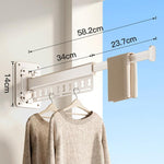 Stendibiancheria pieghevole da balcone, asta appendiabiti retrattile senza trapano per uso domestico, 1-Fold Grey, 1-Fold White, 2-Fold Grey, 2-Fold White, 3-Fold Grey, 3-Fold White